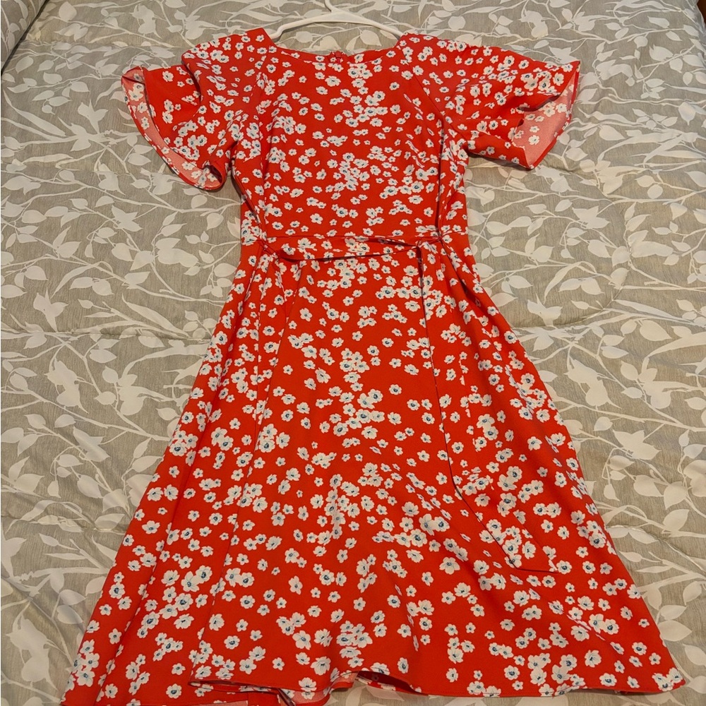 Banana Republic Red Floral Midi Dress